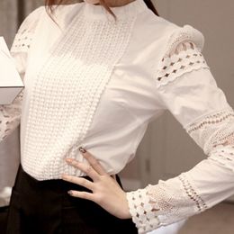 Lace Chiffon Blouse Women Shirt Plus Size Casual ladies long sleeve Womens Tops and Blouses S-5XL Hook Flower Hollow LJ200812