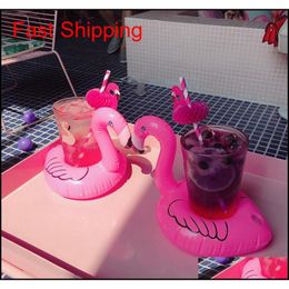 Inflatable Toy Drinks Cup Holder Watermelon Flamingo Pool Floats Coasters Flotation Devices For Kids Pool Beach Party Bath Toy Fcmm6