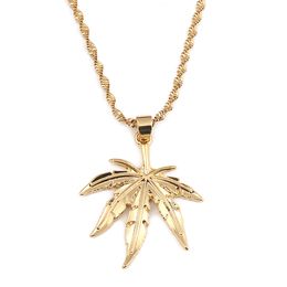 Plant Poppy Leaf Pendant Necklace For Women Gold Elegant Fashion Jewellery