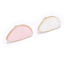 Fashion Gold Color White Pink Acrylic Rings for women jewelry Gift Open Size Trendy geometric finger ring
