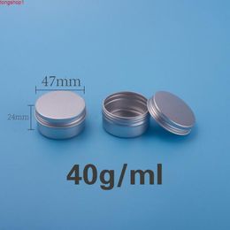 40ml Aluminium Makeup Tool Face Cream Jars Portable Points Bottling Refillable Round Tin Cans Box Screw Top 50pcs/lotgood quantity