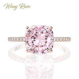 Wong Rain 100% 925 Sterling Silver Created Moissanite Sapphire Gemstone Wedding Engagement Rose Gold Ring Fine Jewellery Wholesale J0112