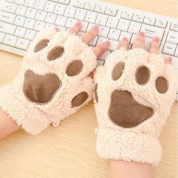 Claw Paw Plush Mittens Short Fingerless Half Finger Gloves home Bear Cat PlushPawsClaws Fingers Glove Soft HalfGloves WQ17-WLL