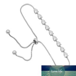 teardrop bracelets UK - Elegant Teardrop Cubic Zirconia CZ Crystal Adjustable Bracelets for Women or Wedding