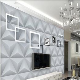 Modern 3d Customised wallpaper minimalist three-dimensional triangle photo frame art wallpapers TV background wall