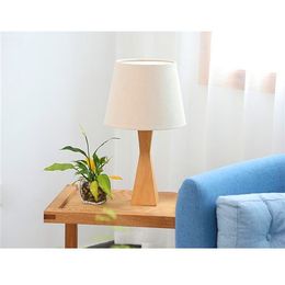 Concise Modern Style High-grade wood and cloth materials Creative Fashion Eye Protection Table Lamp with Light Source US Plug