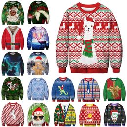 Unisex Men Women Ugly Christmas Sweater Santa Elf Funny Christmas Fake Hair Jumper Autumn Winter Tops Clothing Wholesale 201221