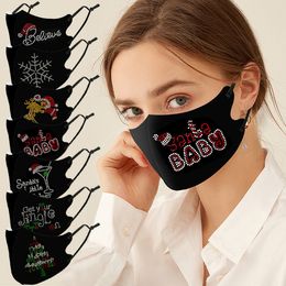 DHL 2020 Christmas hot diamond air cotton Designer Masks adjustable face mask washable re-use black cartoon mask