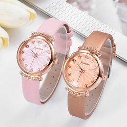 Luxury Diamond Wristwatch Newest Style Lady Dress Watches Women Leather Clock Starry Sky Flower Pattern Crystal hours Wristwatches