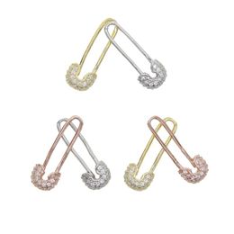 Stud 2021 Fashion 925 Sterling Silver Delicate Cz Elegant Women Jewellery Unique Designer Paperclip Safety Pin Earring