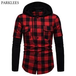 red and black check t shirt mens