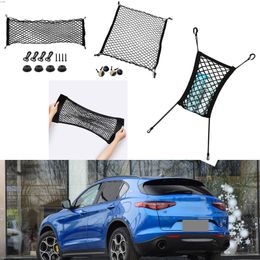 For Alfa Romeo Stelvio Car Auto Black Rear Trunk Cargo Baggage Organiser Storage Nylon Plain Vertical Seat Net