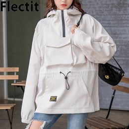 Flectit Cute Hooded Windbreaker Jacket For Women Anorak Jacket Hoodie Coats Female Outdoor Clothing * 201017