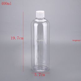 free shipping(30pcs/lot) 400ml clear Flip top cap refillable bottle 400cc Transparent Empty Bottle