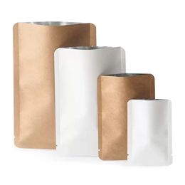 Leotrusting 300pcs/lot Open Top Kraft Paper Vacuum Bag Resealable Small Heat Sealing White Paper Packaging Support Custom