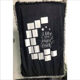 9 Penels Blankets Sublimation Throw for Heat Press Blanket with Tassels Heart Moon Shapes Baby Printed 125*150CM