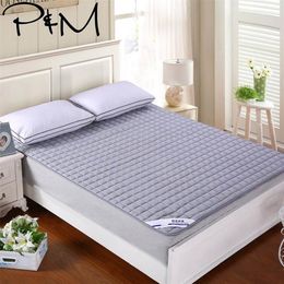 Solid quilting mattress cover Polyester knitted filler twin single queen double king size Bed Topper protection pad 201218