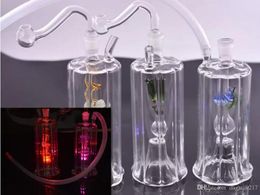 Cheapest LED Light Dab Rigs Glass 5inch Tall mini recycler 10mm glass beaker thickness glass oil burner with pot