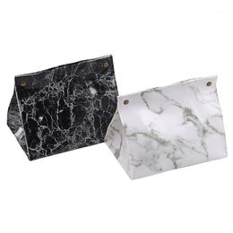 Storage Bags Chic Tissue Case Box Container PU Leather Marble Pattern Home Car Towel Napkin Papers Dispenser Holder Table Decoration