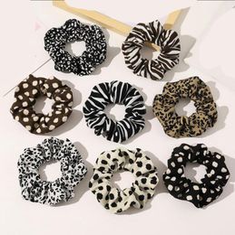 Leopard Scrunchies Hairband Retro Women Girl Elastic Hair Ring Ties Ponytail Holder Elegant Fashion Hair Accessories 14 Designs