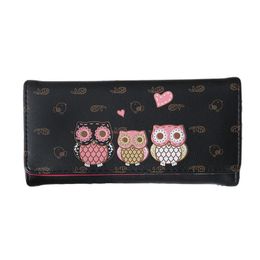 Cute Cartoon Owl Lady Pu wallet Leather Long Magnetic Buckle Two Fold Large Capacity Wallet Card Bag Coin Purse