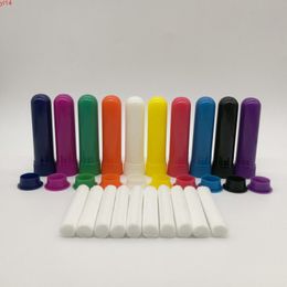 50 Sets/lot Wholesale Blank Aroma Inhaler with high quality cotton wicks 51mm Plastic 10 colors Bottle Nasal Inhalers Sticksgood qualtity