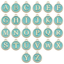 Popular Design DIY Jewelry Bangle Necklace Charms Colorful Enameled 12MM Alloy Charm English Letter 26PCS/Set