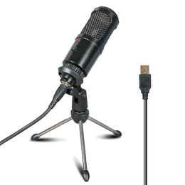 USB Condenser Recording Microphone with Holder Live Cardioid Studio Recording Vocals Voice Over Microphone For Laptop/Windows