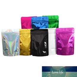 100Pcs 11x16cm Glossy Stand Up Self Sealing Aluminium Foil Zip Lock Package Bag Zipper Recyclable Beans Tea Storage Bag