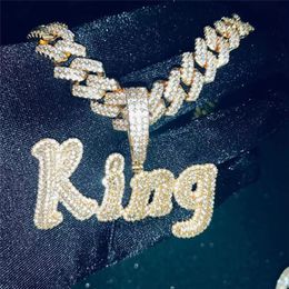 Hip Hop Custom Name Cubic Zircon Iced Out Letters Chain Pendants Necklaces For Men Jewellery Cuban Chain