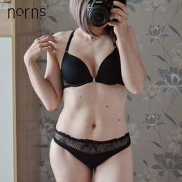 Norns new women lace lingerie bra push up beautiful front closure underwear Seamless sexy lingerie set plus size Y200708