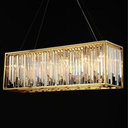 Post Modern Lustre Gold Metal K9 Crystal E14 Led Pendant Lights Dining Room Luxury Adjustable Hanging Lamp Luminarias Fixtures