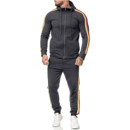 Fashion Men Tracksuit Set Autumn Hoodie and Sweatpants 2 Pieces Sweat Suit Set Mens Spring Sporting Clothing Jogger Outfit 201202