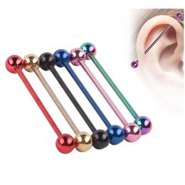316L Body Piercing Jewellery Mix Colour Titanium Anodized 14G 38Mm Industrial Barbell Ear Plug Tunnel Body Jewellery Tragus Earring Piercing L73