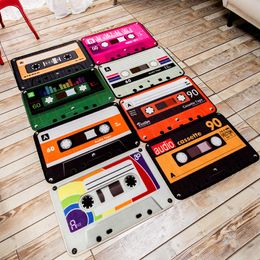 Retro Magnetic Tape Design Rugs Washable Non-Slip Doormat/ Foot Mat Super Soft Thicken Carpet for Living Room Bedroom Kid's Room Y200416