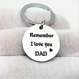Remember I Love You Mom Dad Keychain Keyrings Engraved Jewelry Inspirational Father Mother Gift Parents Gift Stainless Steel