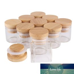 24 pieces 10ml 30*30mm Test Tubes with Bamboo Caps Glass Jars Glass Vials Wishing Bolttes Wish Bottle for Wedding Crafts Gift
