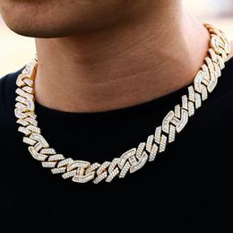 18" 15mm Chains Iced Out Zirconia Link Choker Necklace Bling Hip Hop big Chunky Men Cuban Necklaces