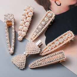 Fashion Crystal Pearl Hair Clip for Women Accessories Rhinestone Hairpin Classic Rose Gold Hair Pins Hair Jewellery