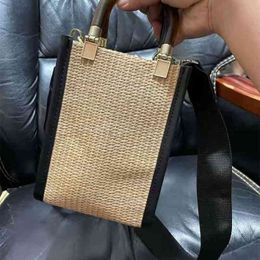 new straw woven Mini Tote Bag seaside holiday knitting handbag One Shoulder Messenger women's bag
