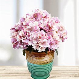 6 heads/1bundle Artificial plastic flower Christmas home decoration accessories wedding silk Hydrangea diy painting fake flower Y201020