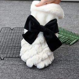 Fashion Sequin Winter Pet Dog Clothes Elegant White Puppy Pet Cat Coat Jackets For Dogs Fur Bow Knot Chihuahua Clothing Overalls Y200922