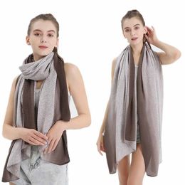 New Winter Scarves Women Gradient Pleated Scarf Lady Cotton Linen Contrast Color Shawl Wraps