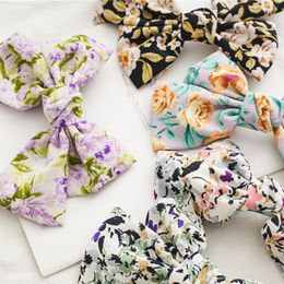 Two-Layers Bow Hairpins Floral Printed Oversized Bowknot Hair Clip Pastoral Retro Style Hairpins Women Girl Hair Accessories