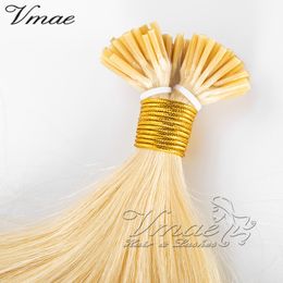 VMAE Hot Sale Russian #60 Blonde I Tip Prebonded Hair Extensions 0.5g/strand 100s Double 11A Straight Nail Tip Human Hair Extensions