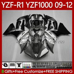 Motorcycle Body For YAMAHA YZF R1 1000 CC YZF1000 Grey Black YZF-R1 09-12 Bodywork 92No.998 YZF-1000 YZF R 1 YZFR1 09 10 11 12 1000CC 2009 2010 2011 2012 Fairing Kit