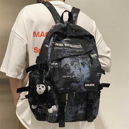 Trendy Men Backpack Laptop Ladies Book Boy School Bag Female Nylon Fashion Women Backpacks Cool Student Male Bags College Travel 202211