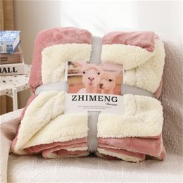 Solid Warm Flannel Coral Fleece Bedspread Blankets Portable Woollen Sherpa Weighted Blanket Grey LJ201127