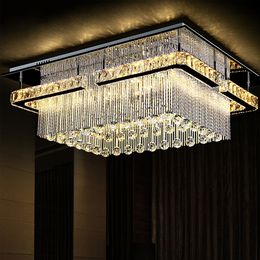 Rectangular LED crysal chandelier high quality on the ceiling of the hall chandelier crystal lamp Upscale atmosphere