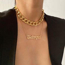 Designed Letter Gold Pendant Necklaces for Women Fashion Custom Name Alloy Necklaces Jewelry Accessories